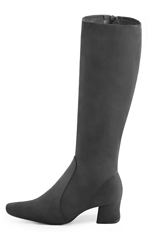 French elegance and refinement for these dark grey feminine knee-high boots, 
                available in many subtle leather and colour combinations. Record your foot and leg measurements.
We will adjust this pretty boot with zip to your measurements in height and width.
You can customise your boots with your own materials, colours and heels on the 'My Favourites' page.
To style your boots, accessories are available from the boots page. 
                Made to measure. Especially suited to thin or thick calves.
                Matching clutches for parties, ceremonies and weddings.   
                You can customize these knee-high boots to perfectly match your tastes or needs, and have a unique model.  
                Choice of leathers, colours, knots and heels. 
                Wide range of materials and shades carefully chosen.  
                Rich collection of flat, low, mid and high heels.  
                Small and large shoe sizes - Florence KOOIJMAN